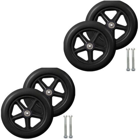 Roulette avant de 8 pouces, 4 roues de rechange pour fauteuil roulant, pneu solide antidérapant, 190 mm gris en noir (1/5)