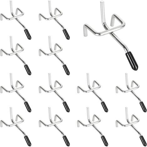 25 Pièces Crochets pour Panneau Perforé en Métal - 5cm Argent - pour Organiser les Outils de l'Établi et les Rayonnages de Magasins (1/5)