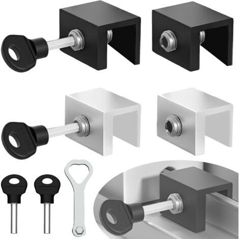 4 Pièces Verrou Baie Coulissante , 10mm Verrou Porte Coulissante Verrou pour Porte Coulissante, Serrures de Fenêtre pour Fenêtre Bloque Porte Coulissante avec Clé pour Fenêtre