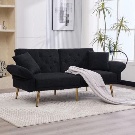 Canapé-lit 2 places réglable avec USB et rangement – gris, 173x78 cm (1/5)