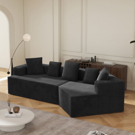 Canapé modulaire sans montage 312 cm tissu moelleux gris nuage (1/5)
