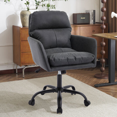 Fauteuil de bureau réglable en hauteur, similicuir PU noir, dossier ergonomique (1/5)