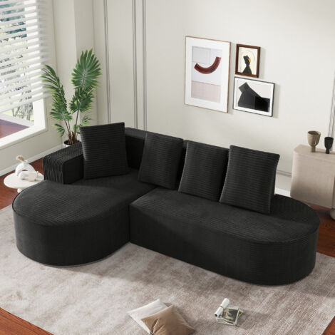 Canapé modulable L en mousse compressée sans montage - Gris / 265x165 cm (1/5)