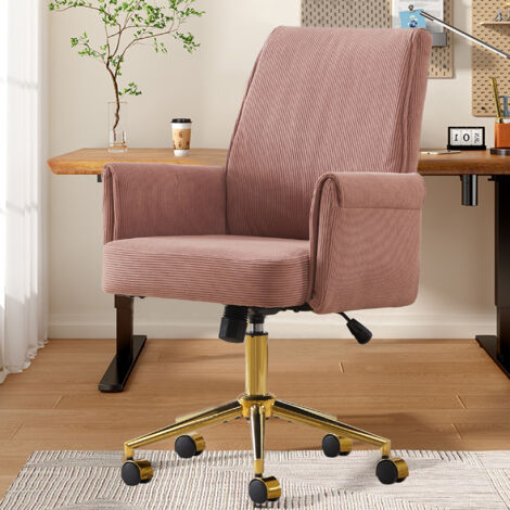 Fauteuil de bureau réglable mi-haut tissu rayé ergonomique – or (1/5)