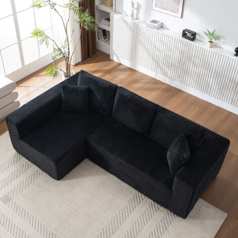 Canapé modulaire L convertible chaise longue tissu moelleux Kernstoff – Gris (1/5)