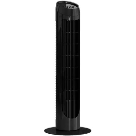 Ventilateur tour 45 W, silencieux, 3 vitesses, oscillation à 70°, ABS noir, Ø 27 x H 75 cm, pour une fraîcheur agréable (1/5)