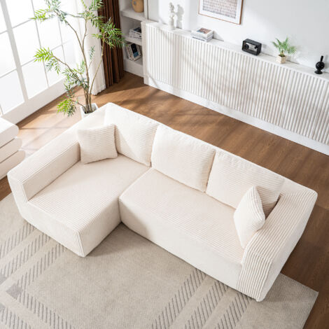 Canapé d'angle modulaire convertible en chaise longue, tissu doux, gris, 258x155 cm (1/5)