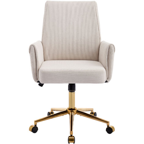 Fauteuil de bureau réglable mi-haut tissu rayé ergonomique – or (1/5)
