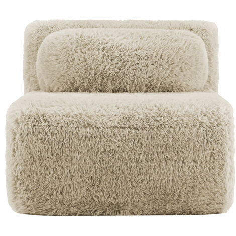 Canapé modulaire sans accoudoirs Aviana en tissu peluche kaki clair (1/5)
