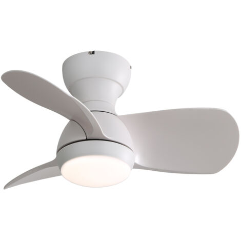 23-Zoll-Mini-LED-Deckenventilator mit 3-stufig einstellbarer Lichtintensität, 3 ABS-Lüfterblättern, Fernbedienung, Gleichstrommotor – ideal für das Schlafzimmer (1/5)