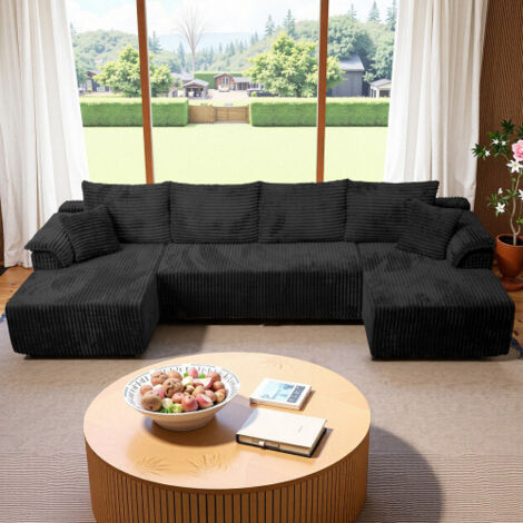 Canapé d’angle modulaire en velours côtelé U, canapé compact et confortable pour salon – convertible, facile à monter, design moderne (1/5)
