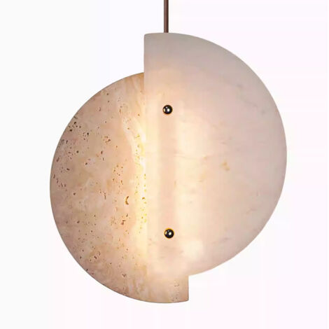 Lustre de Table Suspendu pour Salon et Chambre - Pierre Naturelle Vraie, Conception Minimaliste et Contemporaine, Luminaire de Bar Alovez (1/5)