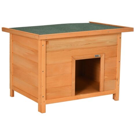 Cabane extérieure pour chien en bois avec toit en tuiles amovible, abri étanche surélevé avec sol surélevé, idéal pour petits chiens, couleur jaune, dimensions 82 x 58 x 58 cm (1/5)