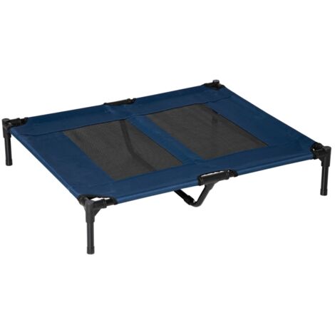 Litière surélevée pour chien et chat – Lit extérieur résistant en structure métallique + tissu Oxford 600D bleu, dimensions 91,5 x 76,2 x 18 cm, confortable, imperméable et facile à nettoyer (1/5)