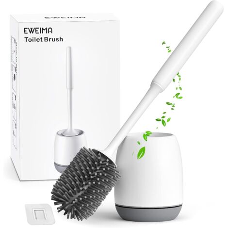 ZOLGINAH Brosse WC, Brosse de Toilette en Silicone, Balayette WC en Silicone Antibactérienne à Séchage Rapide, Brosse Toilettes à Manche Long, Montage Mural/au Sol, Gris (1/5)