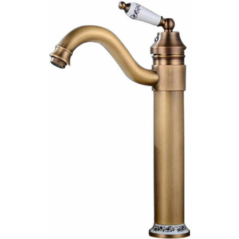 Lavabo Robinet Macaron Laiton Haut, Robinet Salle de Bain avec Bec Haut Pivotant à 360° Mitigeur Lavabo, Chaude et Froide RéGlable de Mitigeur Lavabo, Mitigeur Salle de Bain (1/6)