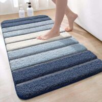 Tapis de Bain Antiderapant,Extra Doux Tapis Salle Bain,Lavable en Machine,Absorbant l'eau,50 x 80 cm,Bleu
