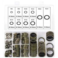 Rondelles Lèvre Caoutchouc M5-M30 Rondelle Plate Avec Lèvre En Caoutchouc,150 Pièces Rondelles Metal Pour Presses Hydrauliques Bouchons De Vidange Huile Automobile 10 Tailles 97036358 Joints Hydrauliques Bouchons Vidange