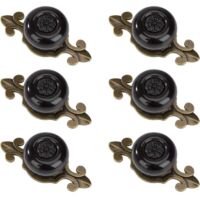 Round Door Knobs Vintage Drawer Knobs Drawer Handles with Screws for Wardrobe Office Bedside Table Bookcase Furniture 6 Pieces Copper and Black