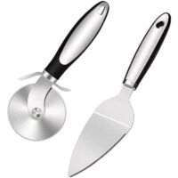 Découpe Pizza set, Roulette Pizza, Professionnel Coupe Pizza, Roulette à Pizza Pelle à Pizza, Pizza Couteau avec Lame en Acier Inoxydable, Poignée Ergonomique en matériau PP