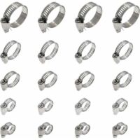 20 Pièces Collier De Serrage Tuyau, Collier De Serrage Tuyau Réglable 16-25mm, 304 Collier De Serrage Inox, Collier Serrage Métallique