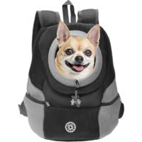 Sac à dos de transport pour chien tête hors sac à dos respirant sac à dos étanche pour petits chiens chats chiot sac à dos de transport pour animaux (noir) M