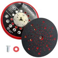 Disque de Ponçage 150mm, Plateau Ponceuse, Plateau de Poncage, Plateau Ponceus Multihole Compatible Ponceuses Electriques pour Bosch RSM6045, GEX 34-150, GEX 40-150, avec Vis et Joint Rouge