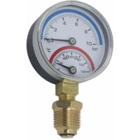 ALOVEZ – Manomètre chauffage central 80mm – Pression max 0-16bar – Filetage 1/4' – Plage température 0-120℃ – Thermomanomètre radial