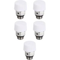 Purgeur D'air Manuel Pour Radiateur Filetage Mâle 1/8" BSP, 5 Pièces Purgeur En Laiton Nickelé Sans Clé Pour Radiateur, Blanc Argenté