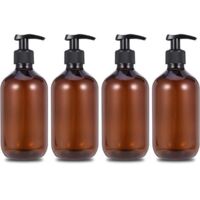 4 x 500ML Plastic Pump Soap Dispenser Empty Bottle with Black Lotion Pump Dispenser for Lotion, Shower Gel, Hand Soap