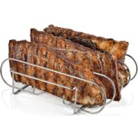 Steel Rib Rack, Barbecue Accessories, Vertical Rotisserie, Metal Barbecue Rib Rack, Broiler Rack for Grilling Lamb Ribs