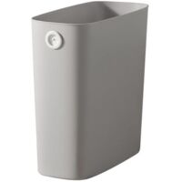 Small Waste Bin, Slim Plastic Waste Bin, Rectangular Bin for Bedroom, Bathroom, Office, Kitchen (Grey)