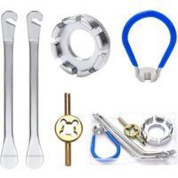 5 Pièces Outil de Clé à Rayon, Roue à Rayons de Vélo à 8 Way 10-15 Jauge, avec Levier de Pneus et Clé à Clapet, Outils de Réparation de Vélo pour VTT Velo Route