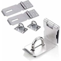 Cadenas Loquet de Porte Cadenas en Acier Inoxydable Moraillon Cadenas Verrou Porte Chambre Hasp Fermoir Verrou de Porte de Portail Verrou pour Portes Armoire Tiroir Placard-Argent,,2Pcs