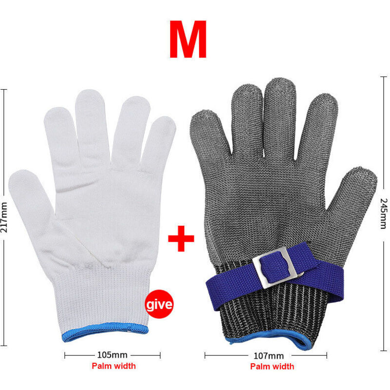 Gant Anti-Coupure Niveau 5 Acier Inox 316L – XXL – Protection Chasse, Pêche, Boucher – Coton Intérieur Confortable