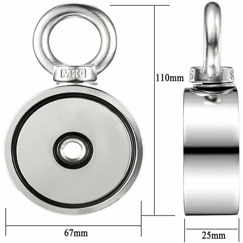 Aimant De Pêche Double Face 770 Kg – Néodyme Super Puissant 94 Mm + Corde 20 M, Grapin, Gants & Mousqueton – Chasse Au Trésor & Récupération