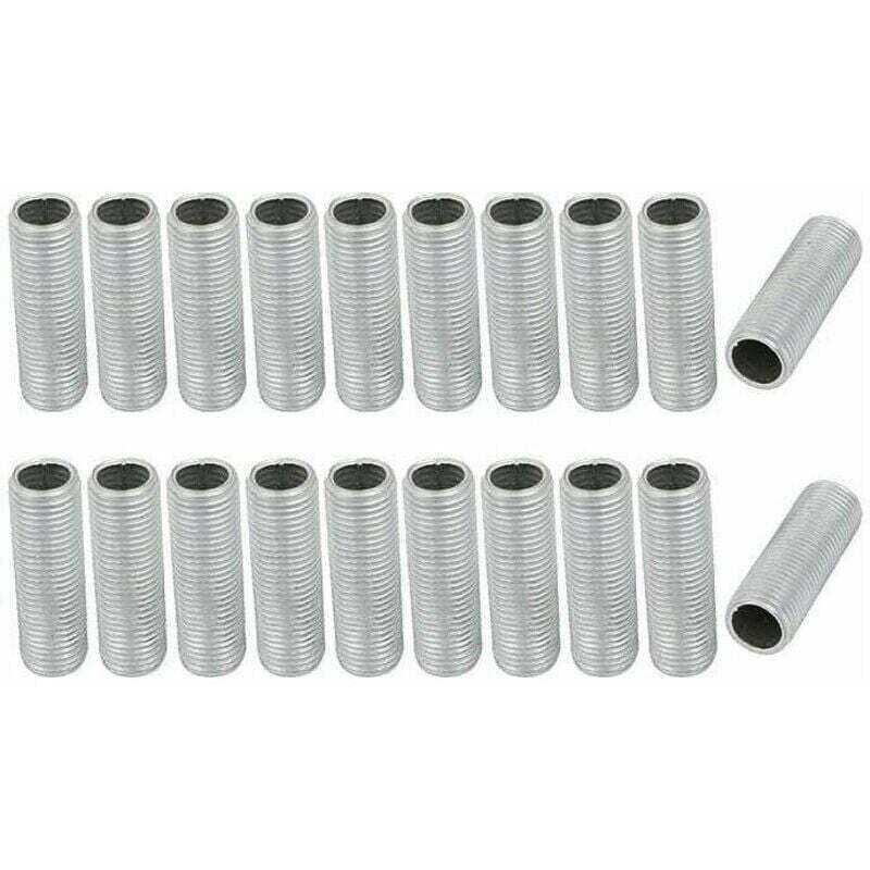sourcing map Tige Filetée Creuse M10 Filetage 40mm Longueur Supérficiel Lampe Tuyau Mamelon Lampes Réparation Pièce Matériel pour Lampe Lumières Zinc Allié Argenté 10pcs