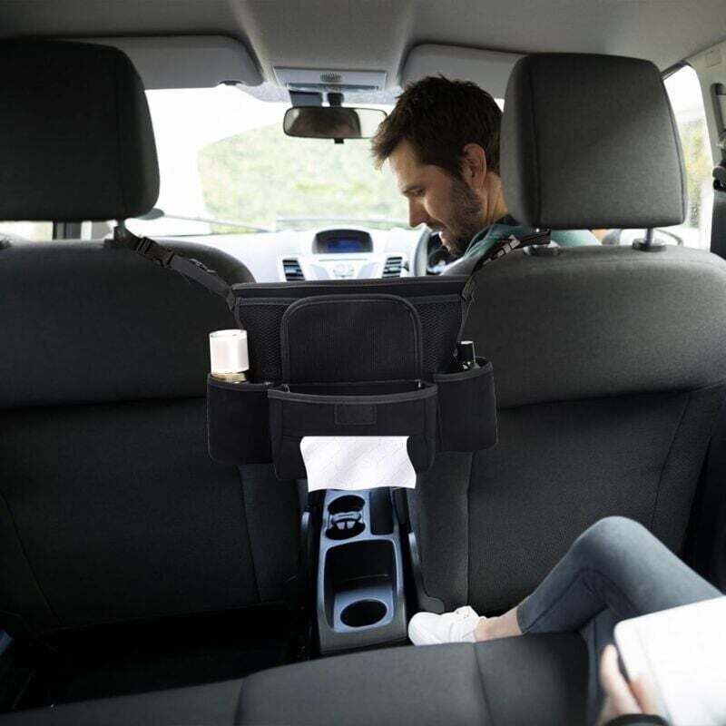 Organisateur De Siège Auto 2 En 1 Gris - Sac Portable Ordinateur 15,6'' + Vide-Poche Suspendu, Rangement Voiture Pratique Pour Dossiers & Accessoires