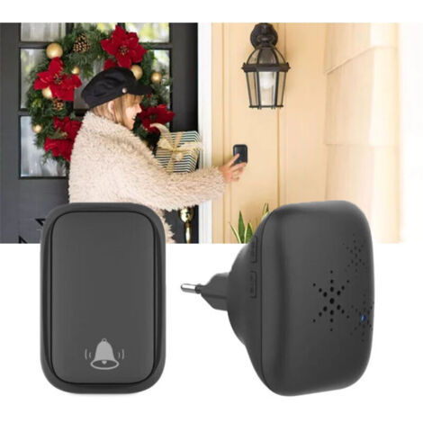 Sonnette extérieure sans fil, sonnette électronique étanche IP44 avec une portée de 150 mètres, 38 changements de musique et un contrôle du volume à 3 niveaux pour la maison, le bureau et l'hôtel. (1/5)