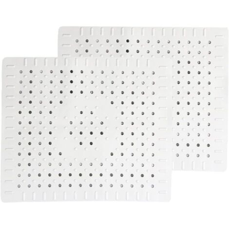 Lot de 2 tapis d'évier de cuisine en caoutchouc blanc résistant et antidérapant, faciles à nettoyer et à découper à la taille souhaitée. (1/5)