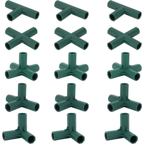 15 connecteurs pour cadres de jardin de 16 mm, 5 types, supports stables pour jardinières et serres. (1/5)