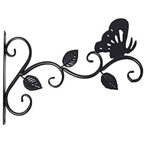 Lot de supports pour plantes suspendues, crochets muraux en métal, robustes et résistants à la rouille, en forme de papillon, noirs. (1/5)
