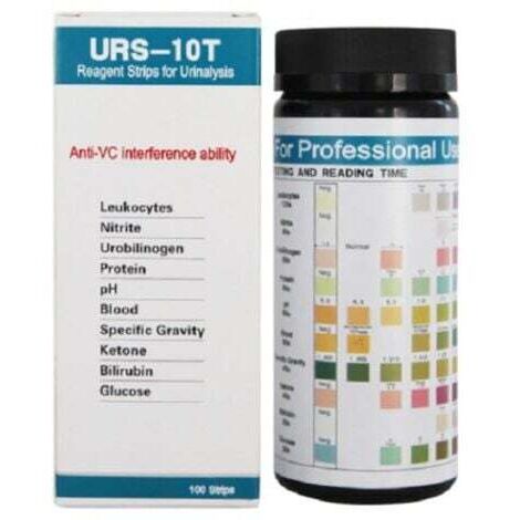 100 bandelettes de test d'analyse d'urine de réactif de Urs-10T 10 bandelettes de test d'urine de paramètre (1/4)