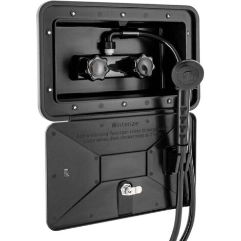 Douche de camping, salle de douche extérieure pour camping-car, interrupteur chaud et froid, pomme de douche, caravane, adaptée au jardin, à la plage, au camping, aux voyages/noir