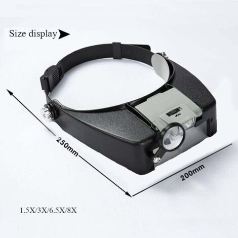 Lunettes Loupe Grossissante avec Éclairage LED, Loupe de tête à LED Lunettes Loupe Grossissante avec Éclairage LED, Loupe de tête à LED