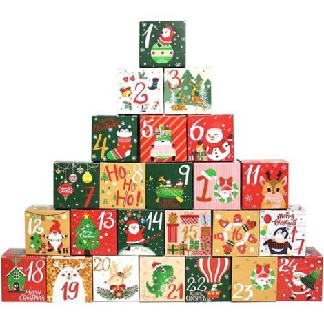 Lot de 24 boîtes cadeaux de compte à rebours de Noël 2024 - Calendrier de compte à rebours de 24 jours pour adultes et enfants - Créez et remplissez votre propre (1/5)