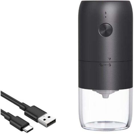 Moulin à café électrique, moulin à café électrique portable, moulin à café sans fil avec réglage de mouture multiple, brosse de nettoyage incluse, USB (1/5)