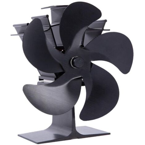 Ventilateur de cheminée à 5 pales pour poêle à bois, ventilateur de dessus de poêle à bois, économie de carburant écologique, noir (1/5)