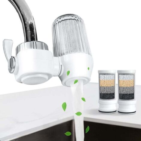Filtre à eau d'évier avec 2 filtres de remplacement, filtre à eau de robinet, purificateur d'eau, système de filtration d'eau, réduit le chlore et les odeurs dans les robinets, cuisine, salle de bain,