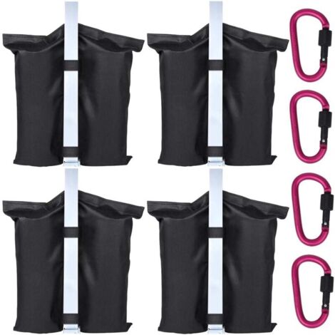 4 Sacs de Sable et 4 Mousquetons - Utilisés pour Augmenter Le Poids de la Jambe des Tonnelles Pop-Up, Tentes de Jardin, Parasols, Trampolines (1/5)